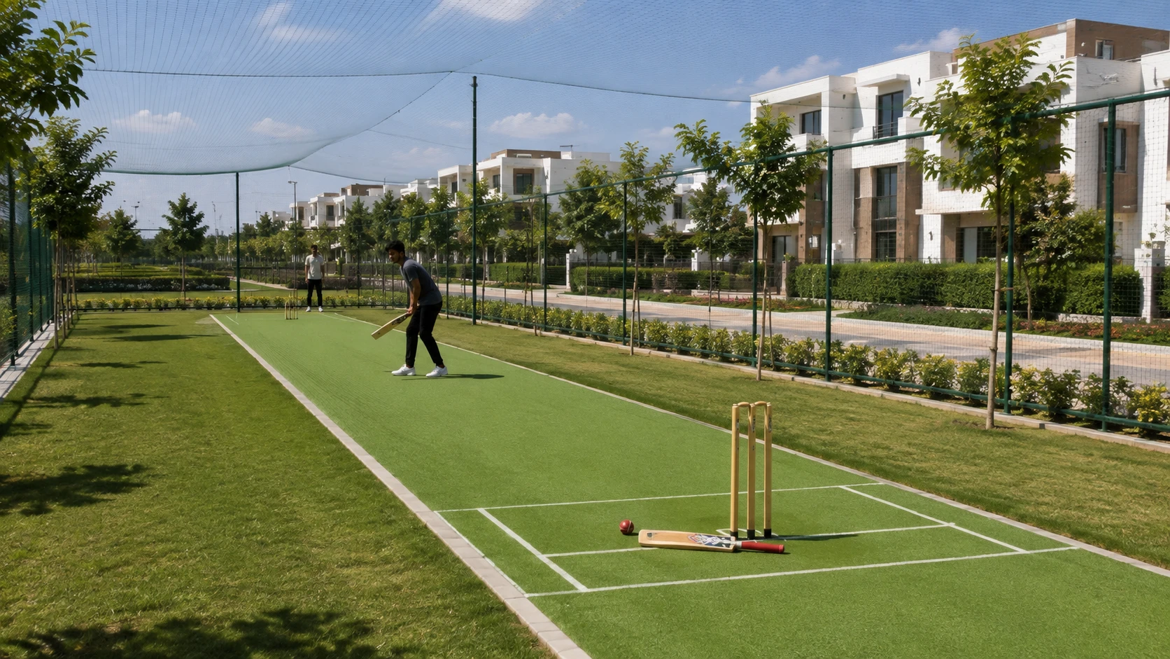 Cricket practice turf inside the township
